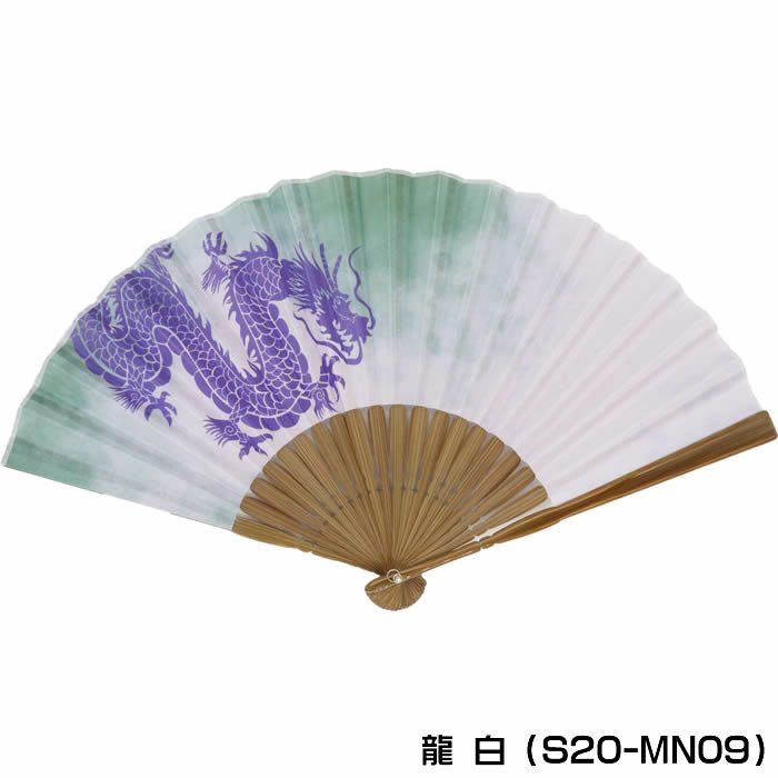 和柄布扇子男性用【雲龍／グレー】23cmお祭り・贈り物に59119-S-608扇面・・綿/扇骨・・竹[父の日プレゼント/ギフト/おしゃれ/外国人お土産/和柄扇子/扇子メンズ名入れ可能(有料)/チャーム取付可]【あす楽対応】即日発送【ネコポス送料無料】