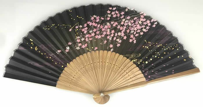 和柄扇子 女性用 【桜／さくら・サクラブラックブラウン】22cm59352 