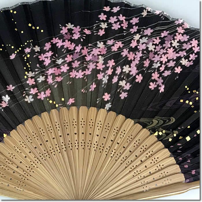和柄扇子 女性用 【桜／さくら・サクラブラックブラウン】22cm59352 