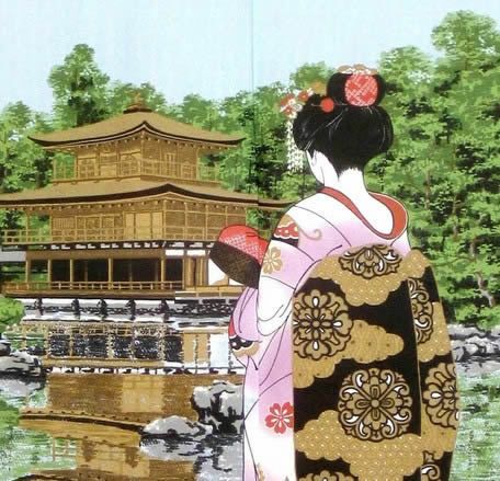 【和風のれん】★浮世絵のれん★舞妓金閣寺♪日本の伝統美をご提案！【幅85cm×長さ150cm】この一枚で和風空間に！[和風暖簾/和柄暖簾/外国人土産/ロングのれん]【あす楽対応_関東】【あす楽対応_近畿】【あす楽対応_東海】【あす楽対応_四国】