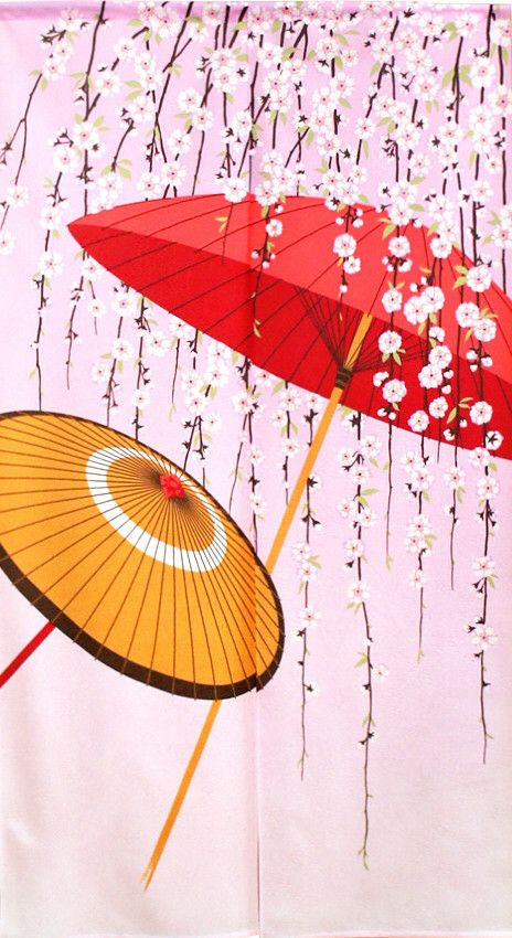 【和風のれん】番傘としだれ桜10409【幅85cm×長さ150cm】[和風暖簾/和柄暖簾/外国人土産/ロングのれん]【あす楽対応_関東】【あす楽対応_近畿】【あす楽対応_東海】【あす楽対応_四国】999290