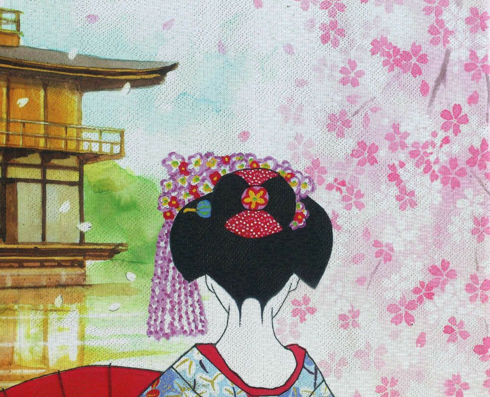 【和風のれん】浮世絵のれん舞妓桜金閣寺14269日本の伝統美をご提案♪【幅85cm×長さ150cm】この一枚で和風空間[和風暖簾/和柄暖簾/外国人土産/間仕切り/テレワーク背景/リモートワーク背景/オンライン宅飲み背景/ロングのれん]【あす楽対応】999291【ネコポス送料無料】