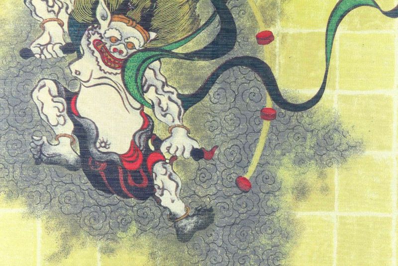 【和風のれん】★日本伝統の柄★浮世絵のれん【幅85cm×長さ150cm】風神雷神の柄[和風暖簾/和柄暖簾/外国人土産/ロングのれん]【あす楽対応_関東】【あす楽対応_近畿】【あす楽対応_東海】【あす楽対応_四国】