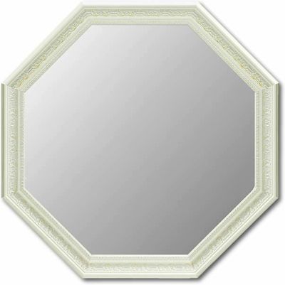 ✴︎:.。.イエロー×ホワイトの八角形鏡♪（size20.5/max24） 鏡 - 鏡